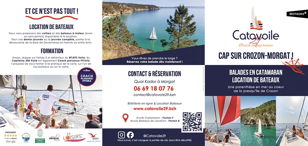 Brochure Recto Catavoile 29 - Site Web & Com' - Service de création de sites internet et supports de communication à Vannes et Crozon . Morbihan . Finistère . Bretagne